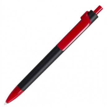 Купить Ручка шариковая FORTE SOFT BLACK, черный/красный, пластик, покрытие soft touch