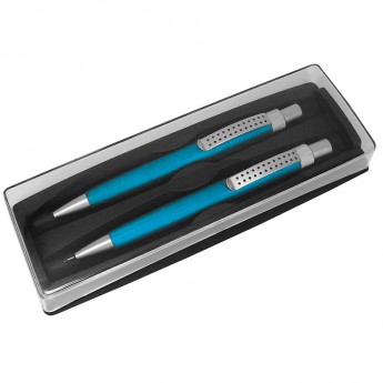 Купить SUMO SET, набор в футляре: ручка шариковая и карандаш механический, бирюзовый/серебристый, металл/пл