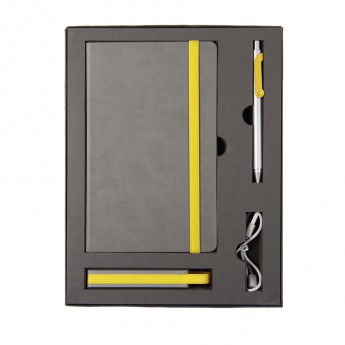 Купить Набор  FANCY:универсальное зарядное устройство(2200мAh), блокнот и ручка в подарочной коробке,желтый