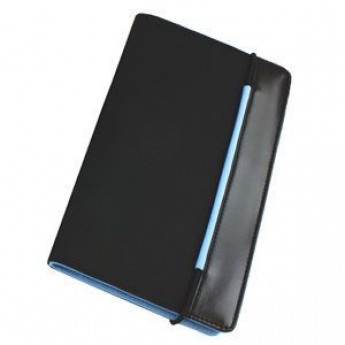 Купить Визитница "New Style" на резинке  (60 визиток),  черный с голубым; 19,8х12х2 см; нейлон;  