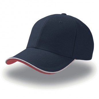 Бейсболка "PIPING SANDWICH",  темно синий; 100% хлопок, 320 г/м2, с логотипом 