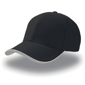 Бейсболка "PIPING SANDWICH",  черный; 100% хлопок, 320 г/м2/, с логотипом 