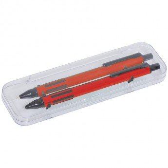 Купить FUTURE, набор ручка и карандаш в прозрачном футляре, красный,  металл/пластик