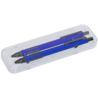 Купить FUTURE, набор ручка и карандаш в прозрачном футляре, синий, металл/пластик