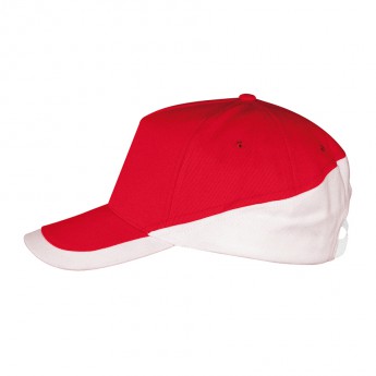 Бейсболка "Booster" 5 клиньев, красный, белый, 100% хлопок с начесом, 260г/м2, с логотипом 