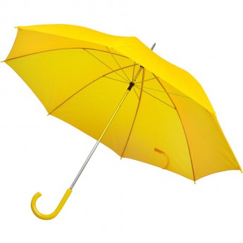 Купить Зонт-трость с пластиковой ручкой, механический; желтый; D=103 см; нейлон; шелкография