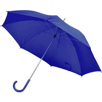 Купить Зонт-трость с пластиковой ручкой, механический; синий; D=103 см; нейлон; шелкография