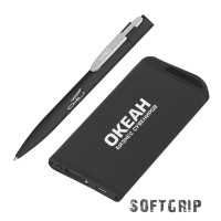 Набор ручка + зарядное устройство 4000 mAh в футляре, покрытие softgrip