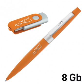 Купить Набор ручка + флеш-карта 8 Гб в футляре, покрытие soft touch