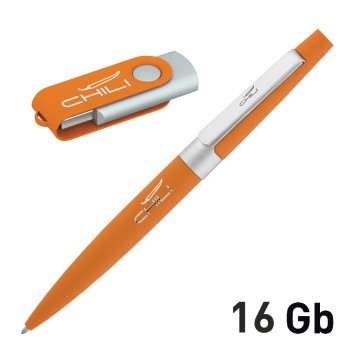 Купить Набор ручка + флеш-карта 16 Гб в футляре, покрытие soft touch