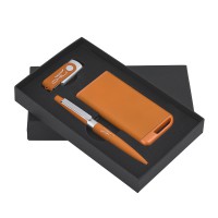 Набор ручка + флеш-карта 16Гб + зарядное устройство 4000 mAh в футляре, покрытие soft touch
