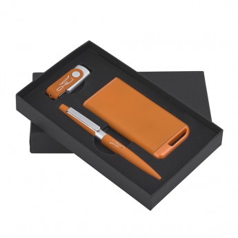 Купить Набор ручка + флеш-карта 16Гб + зарядное устройство 4000 mAh в футляре, покрытие soft touch